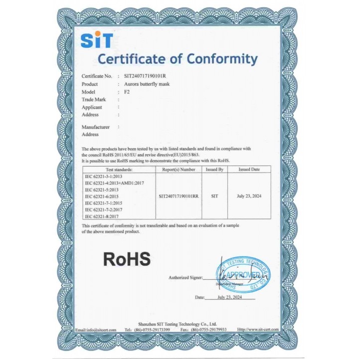 chứng nhận mặt nạ ánh sáng